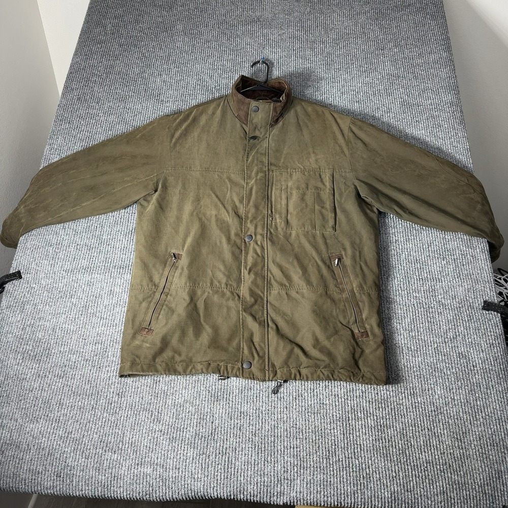 St Johns‎ Bay Field Jacket Mens XL Olive Green Corduroy Trim Utility Barn Coat